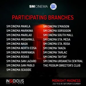 Insidious The Red Door midnight screening participating branches2