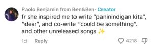 Ben&Ben's Paolo Benjamin Reveals Who Inspired Him to Write 'Paninindigan Kita' and 'Dear' 1 IMG 20231004 022516
