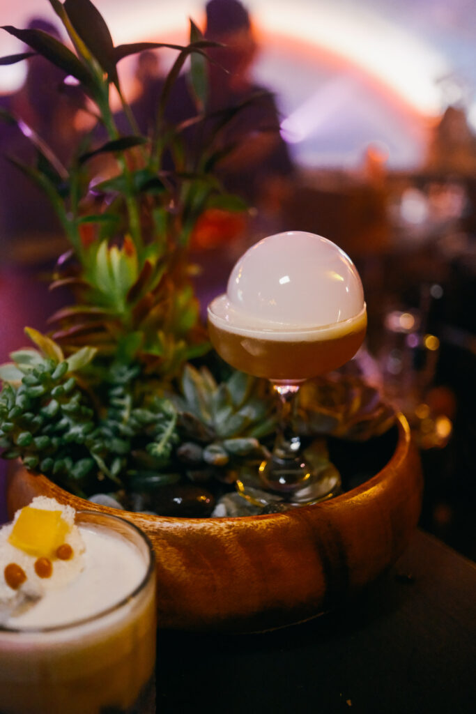 The Sugarlandia Sour a riff on the classic Old Cuban is made with Don Papa Rum 7 years old fresh kamias juice and tamarind cordial
