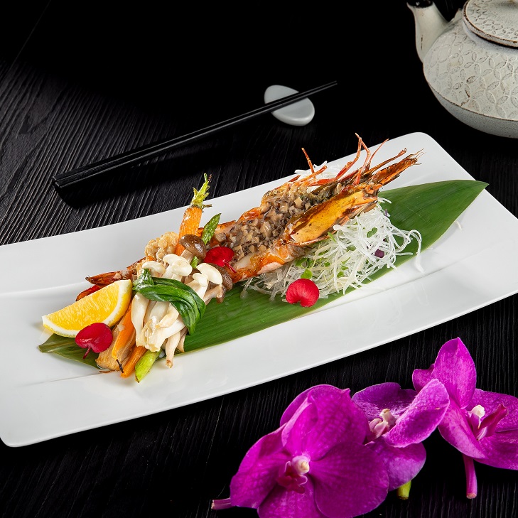2 Nobu Manilas King Prawn with shitake butter and seasonal vegetables