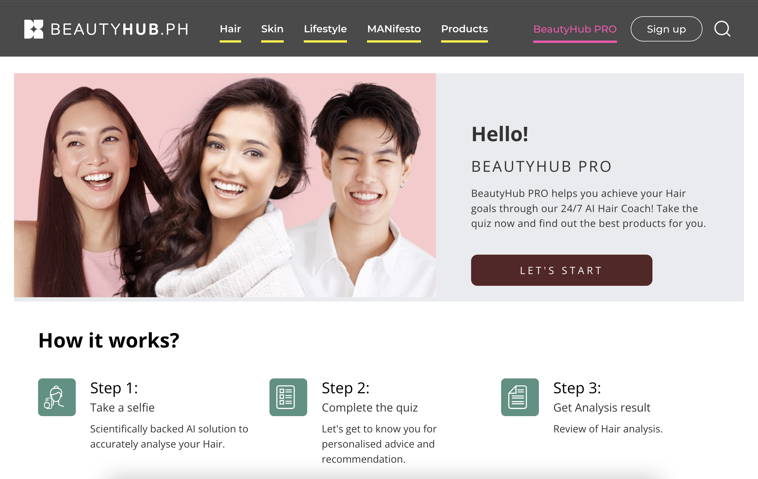 BeautyHub PRO | Free Online AI Beauty Analysis | Hair Quiz, Skin Quiz