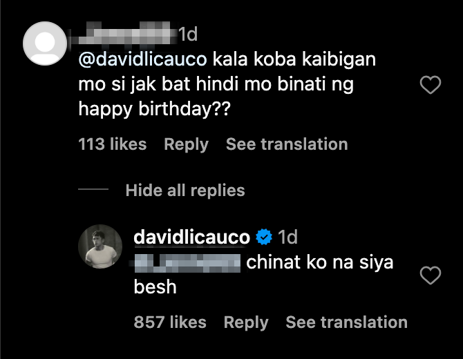Fans Ask: Did David Licauco Ignore Jak Roberto on His Birthday? Here’s What He Answered 2 david licauco comment jak roberto birthday