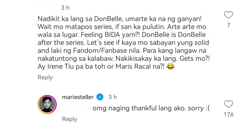 Basher Accuses Maris Racal of Riding on DonBelle’s Popularity, and She Gave the Best Response 3 maris racal bashing donbelle