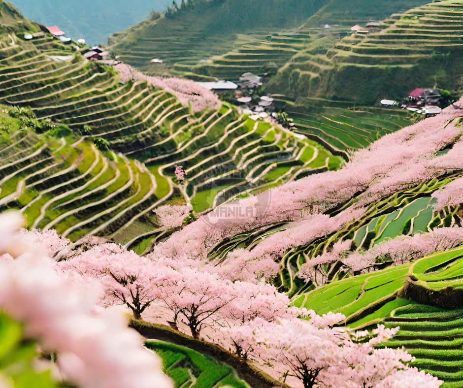 Cherry Blossoms in the Philippines Rice Terraces