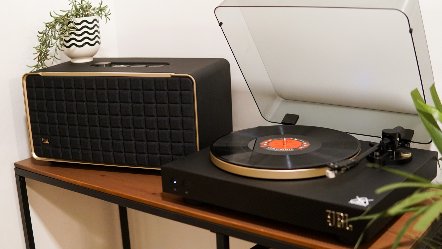 Vinyl Record Fan? You’ll Want This Gorgeous Speaker and Turntable Combo From JBL 1 Vinyl Record Fan? You’ll Want This Gorgeous Speaker and Turntable Combo From JBL | JBL Spinner BT, JBL Authentics | JBL Turntable, JBL Speakers