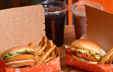 Popeyes snack box and iced coffee