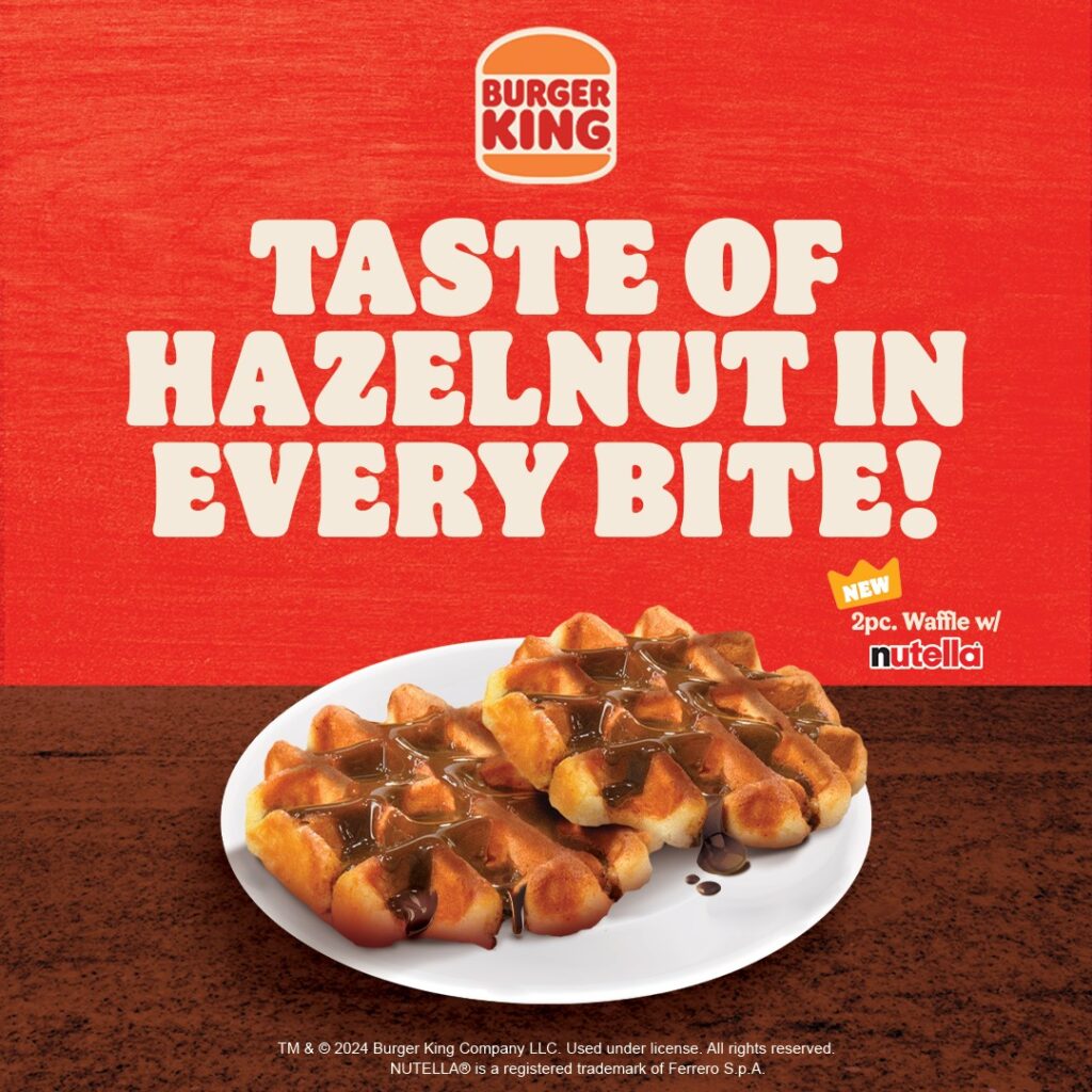 LOOK: These Nutella Desserts Are Now Available at Burger King 2 2 pcs Waffle with Nutella