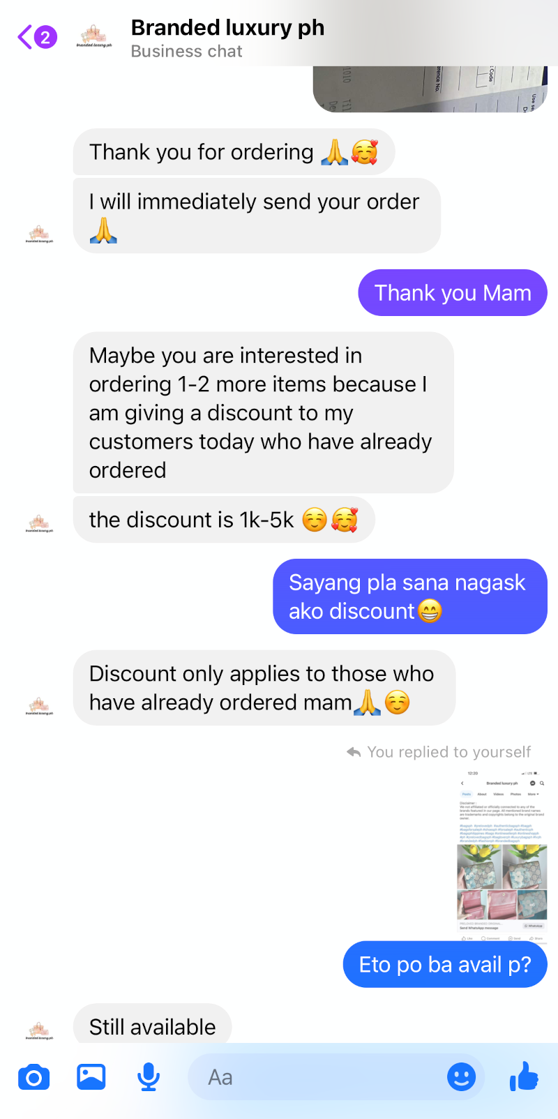 Cliente advierte sobre vendedora de bolsos de lujo en Facebook que la estafó 2 estafa de bolsa de facebook de ph de lujo de marca 2