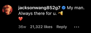 Jackson Wang IG Reply