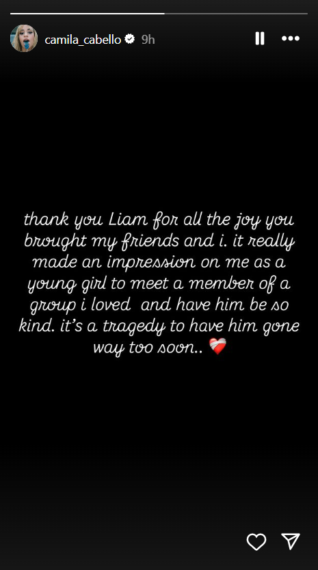 Liam Payne tribute from Camila Cabello