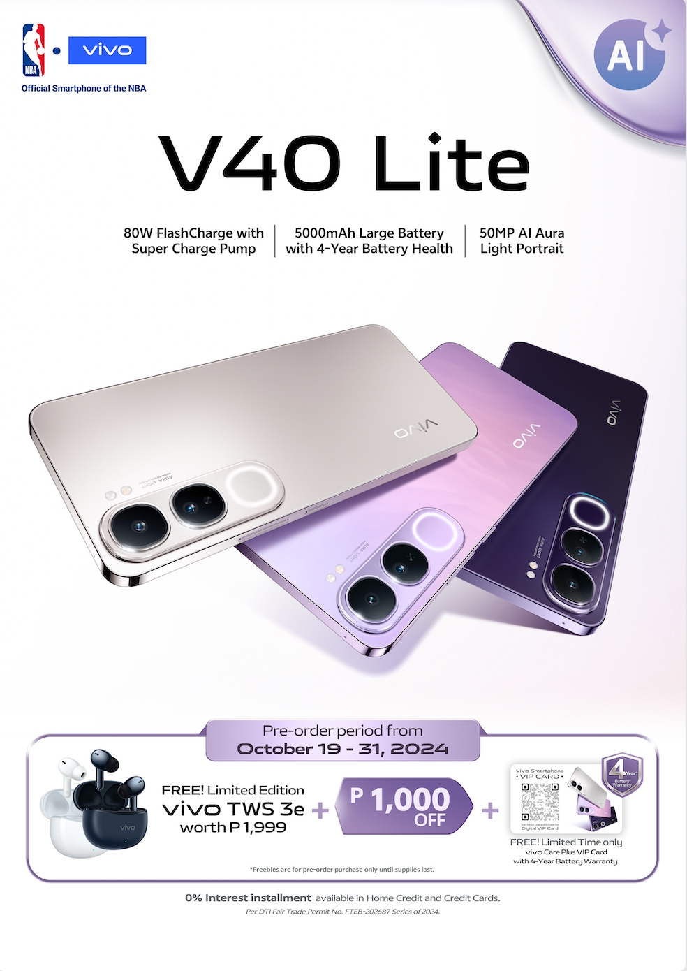 vivo Launches V40 Lite with 5000MAH Battery Covered by 50Month