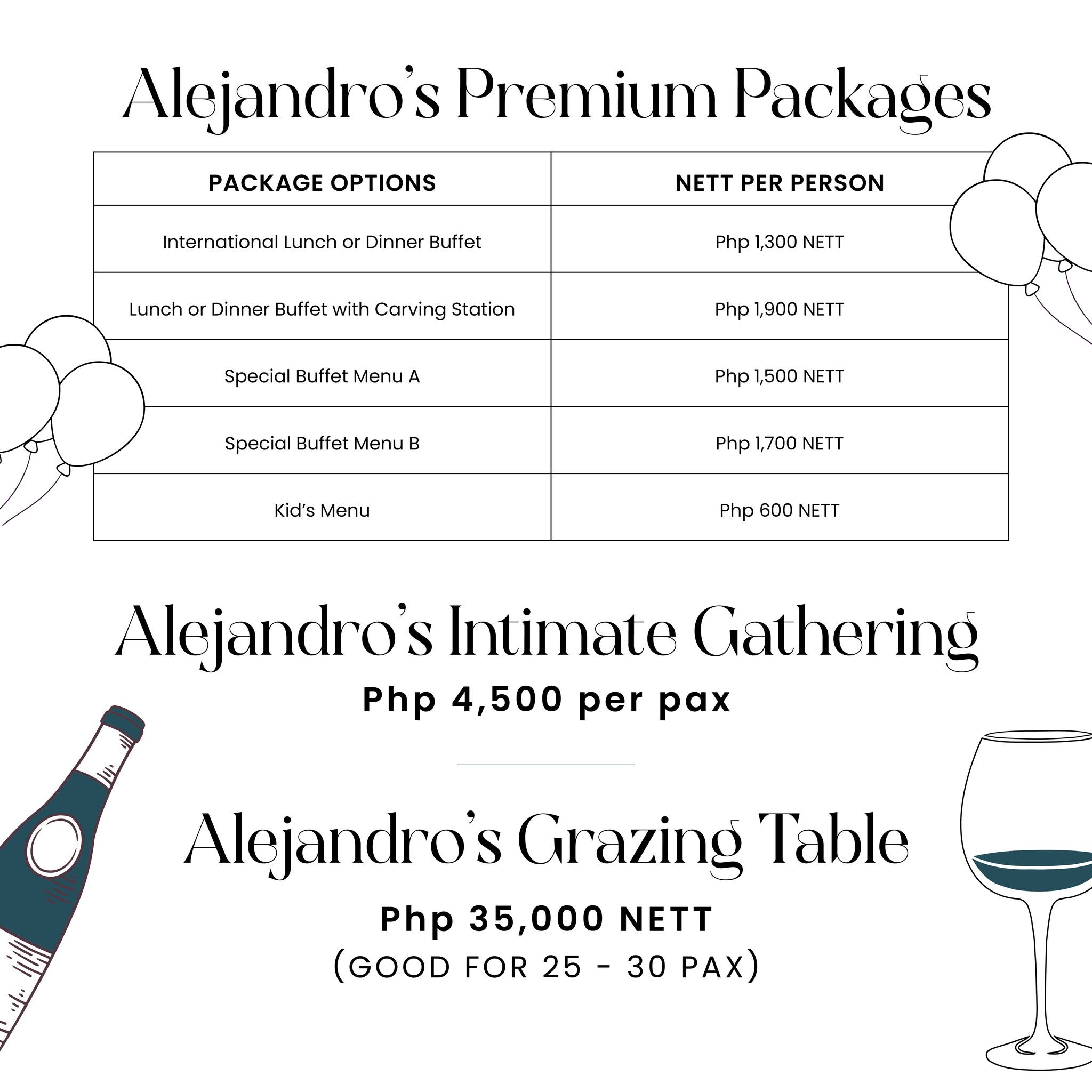 B Hotel Alabang Alejandro's Events Packages 