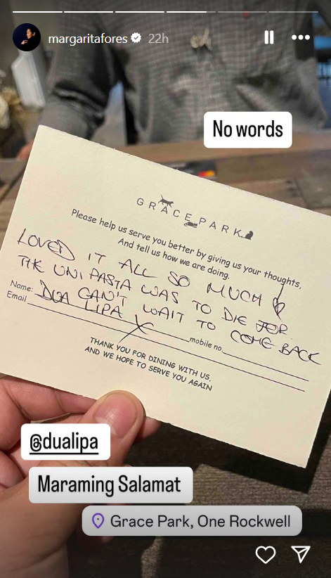 LOOK: Dua Lipa Visits Restaurants in Makati—Here's What She Tried! 5 Dua Lipa manila grace park