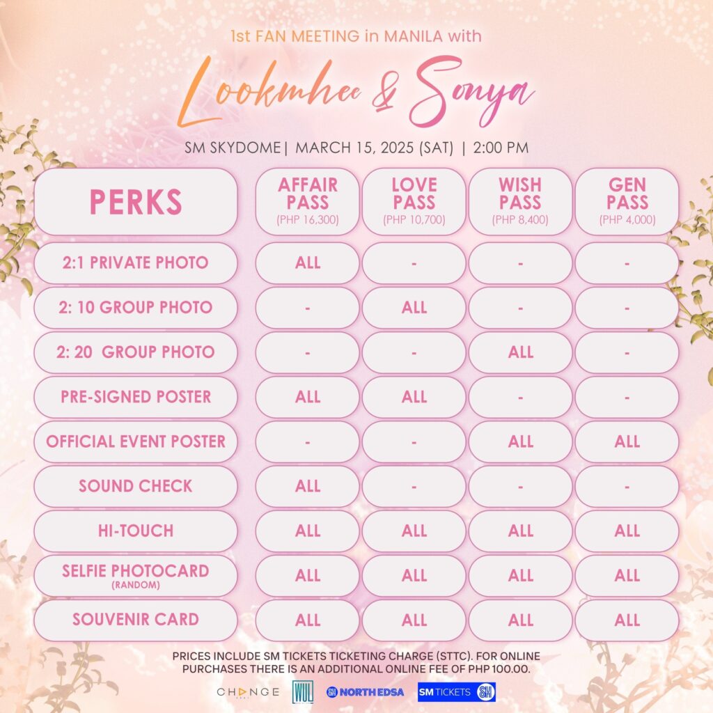 Lookmhee Sonya First Fanmeeting in Manila Fan Benefits