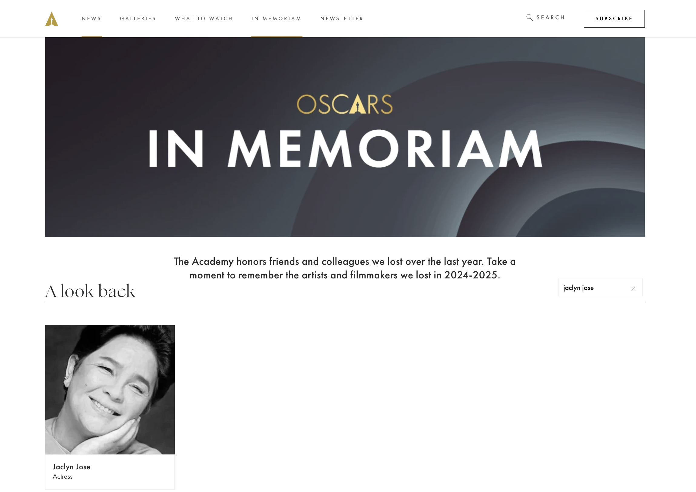 jaclyn jose in memoriam