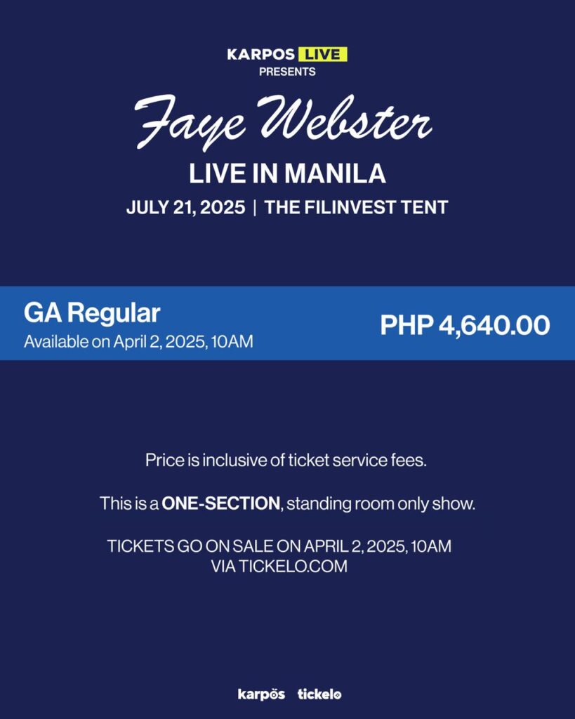 Faye Webster Live in Manila: Tickets Now On Sale! 2 KARPOS LIVE FAYE WEBSTER OFFICIAL POSTER 2