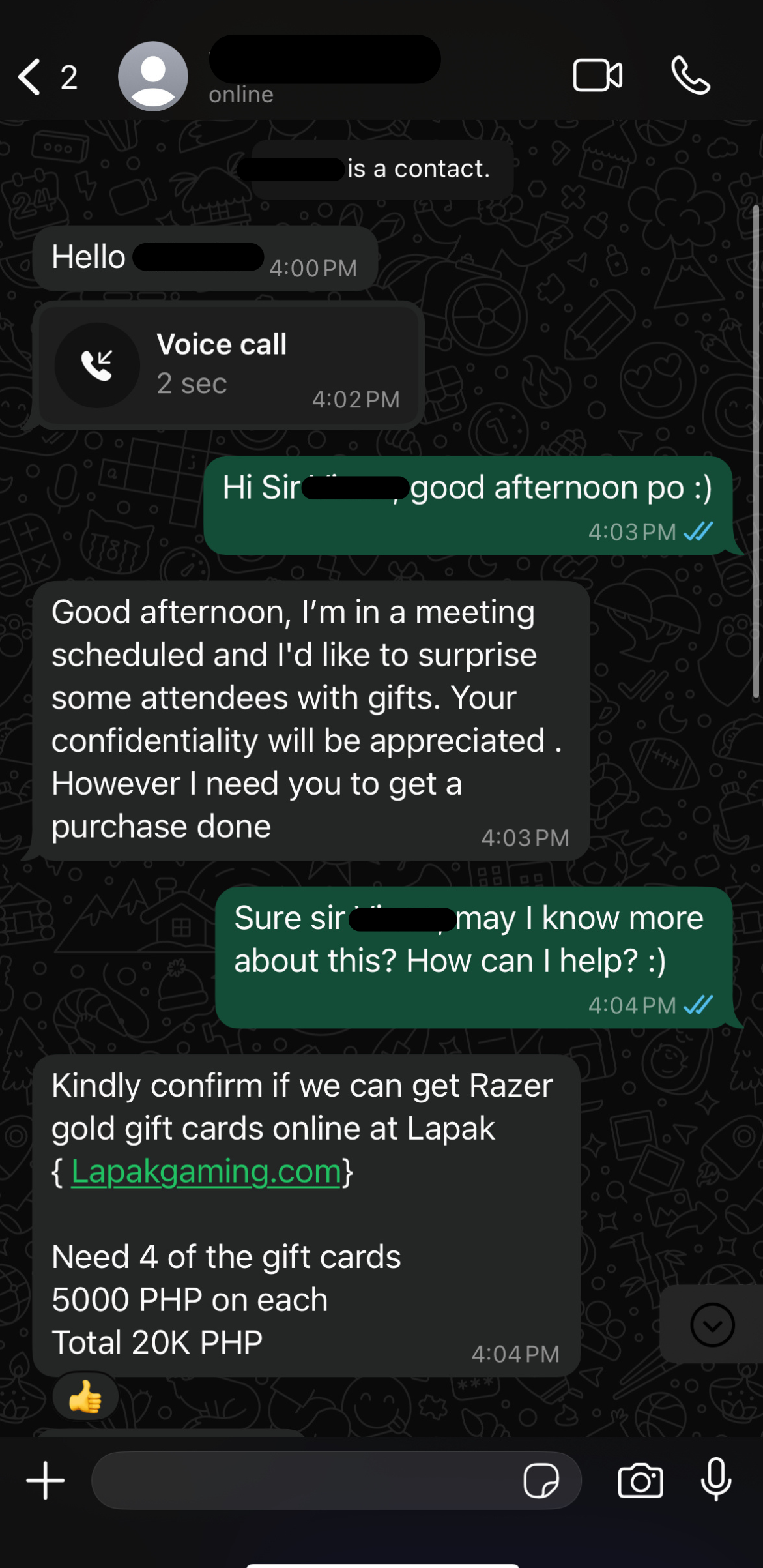 Scam whatsapp