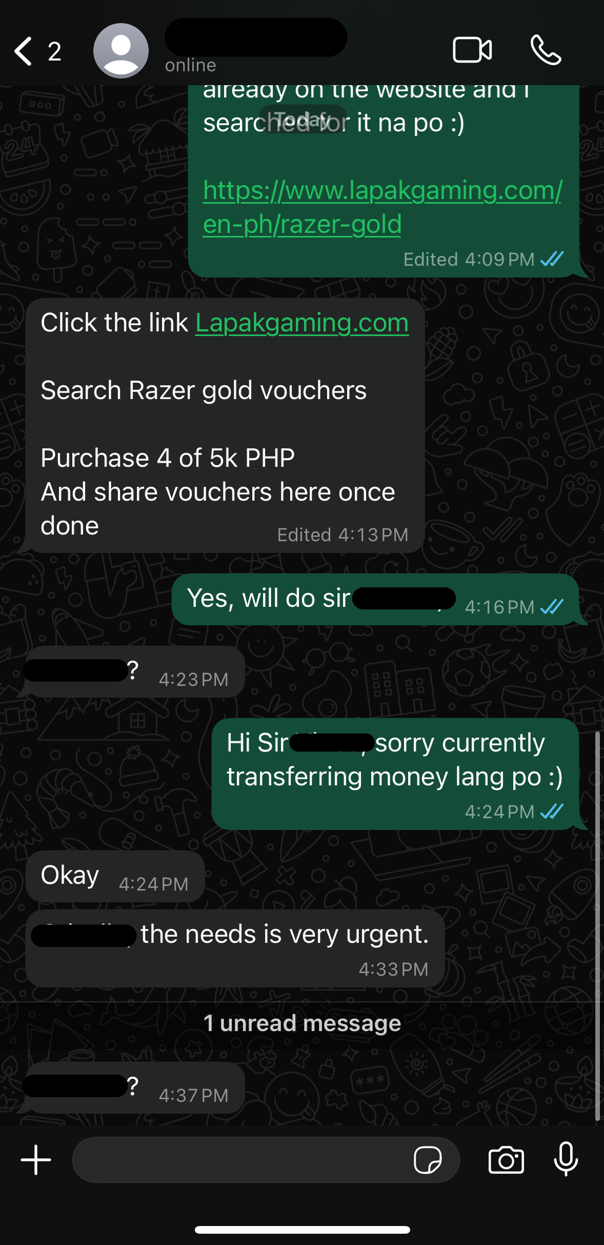 Scam whatsapp