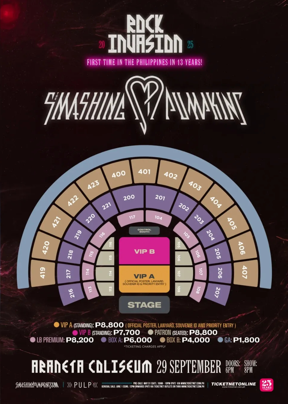 the smashing pumpkins manila tickets seat map