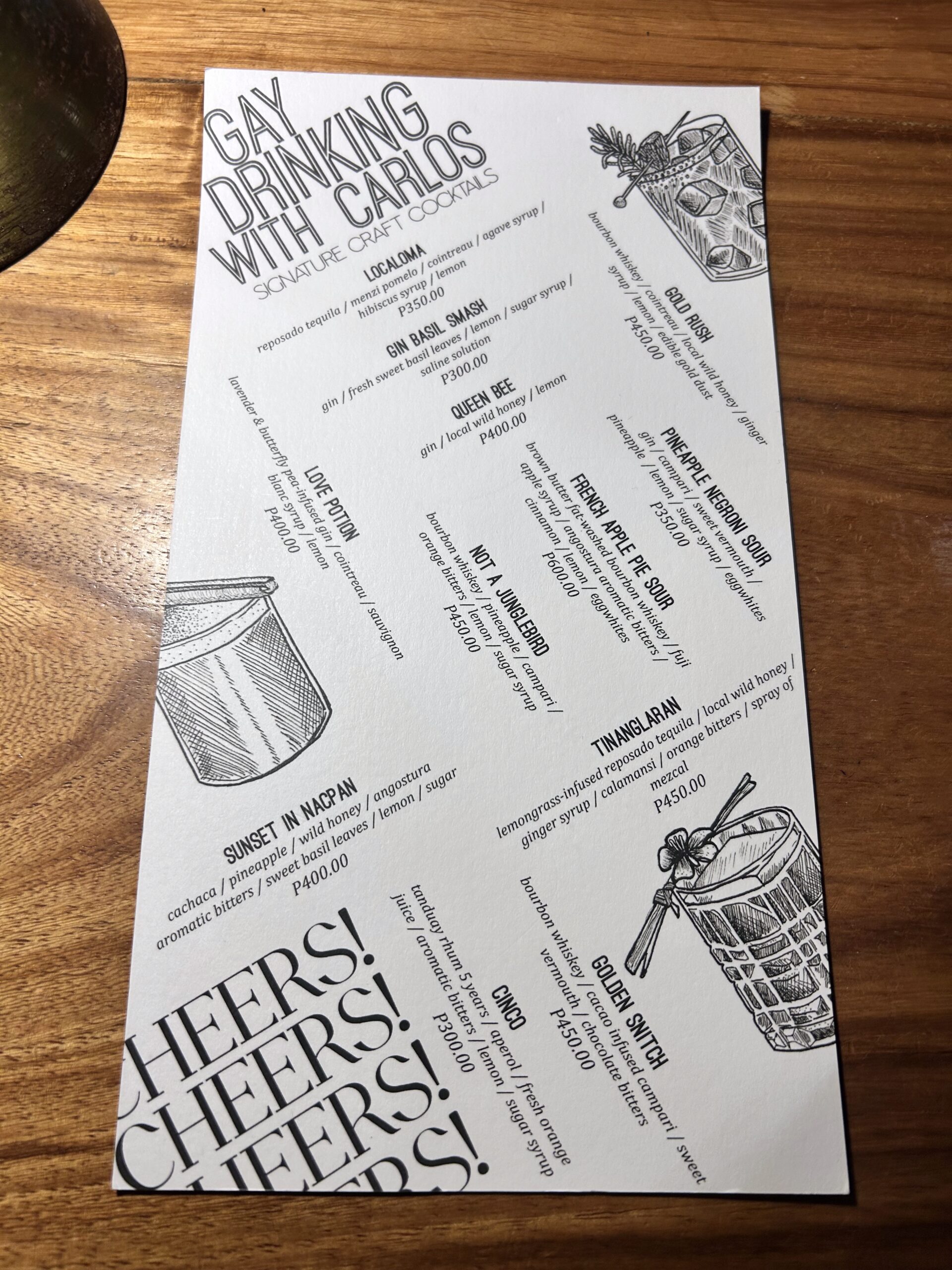 Gay Drinking with Carlos Mangcupang Menu 2025