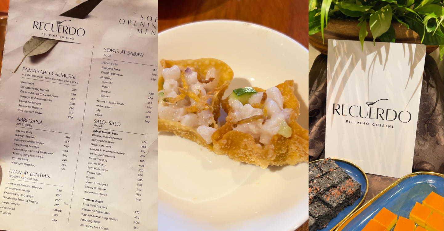 Recuerdo Davao: A Restaurant That Feels Like Home 4 Recuerdo Davao's Menu