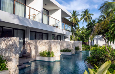 The resort features low-rise accommodations sustainably built using local materials from Bohol