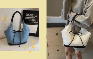 denim white black canvas bag