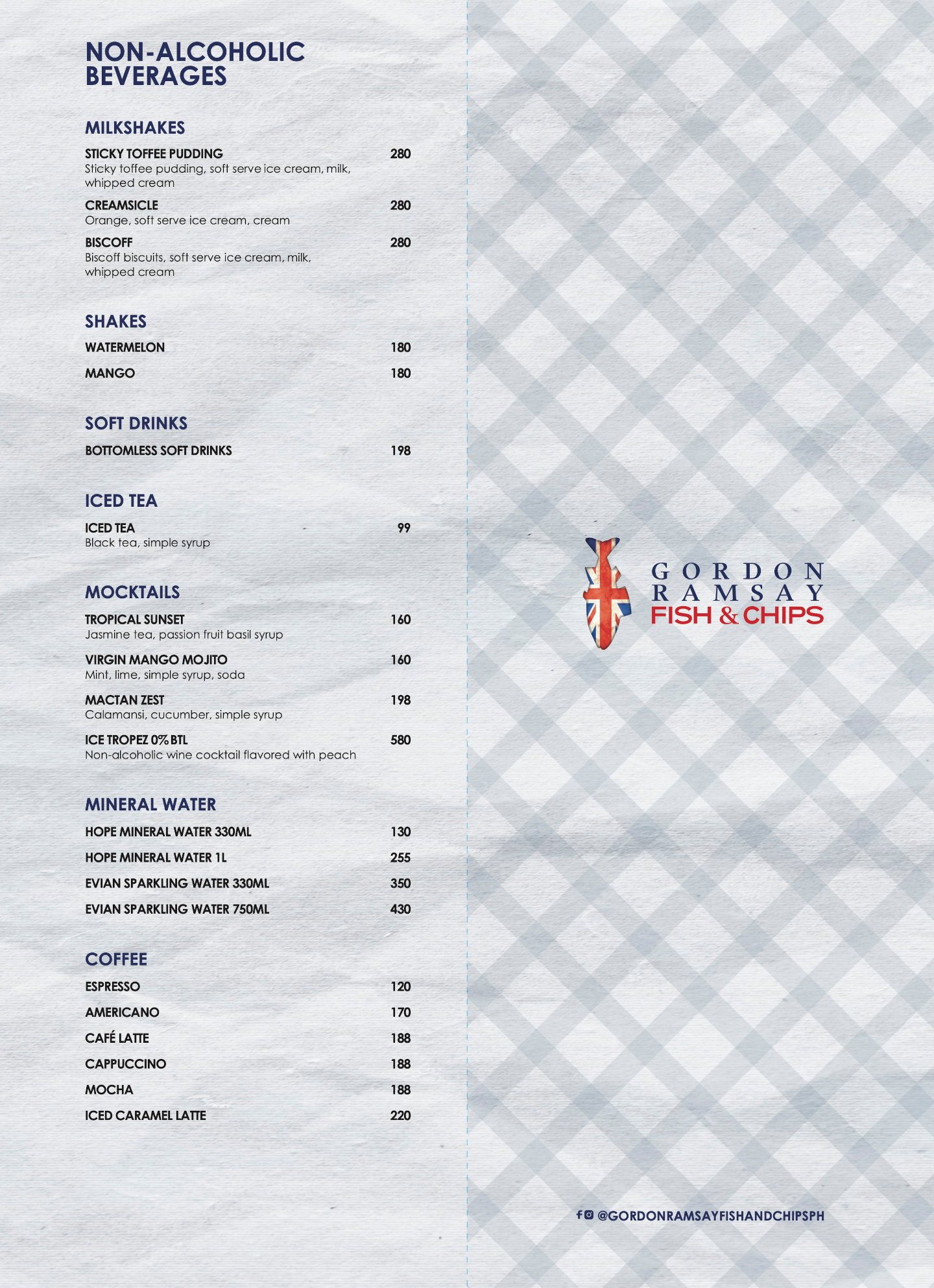 Gordon Ramsay Fish and Chips Cebu Philippines Menu page 1