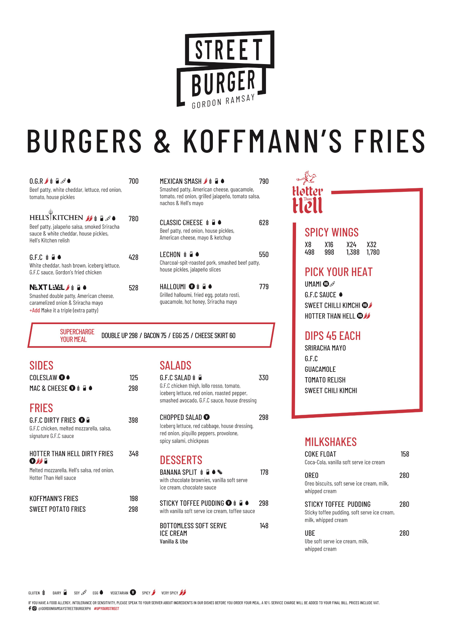 Street Burger by Gordon Ramsay Menu page 1