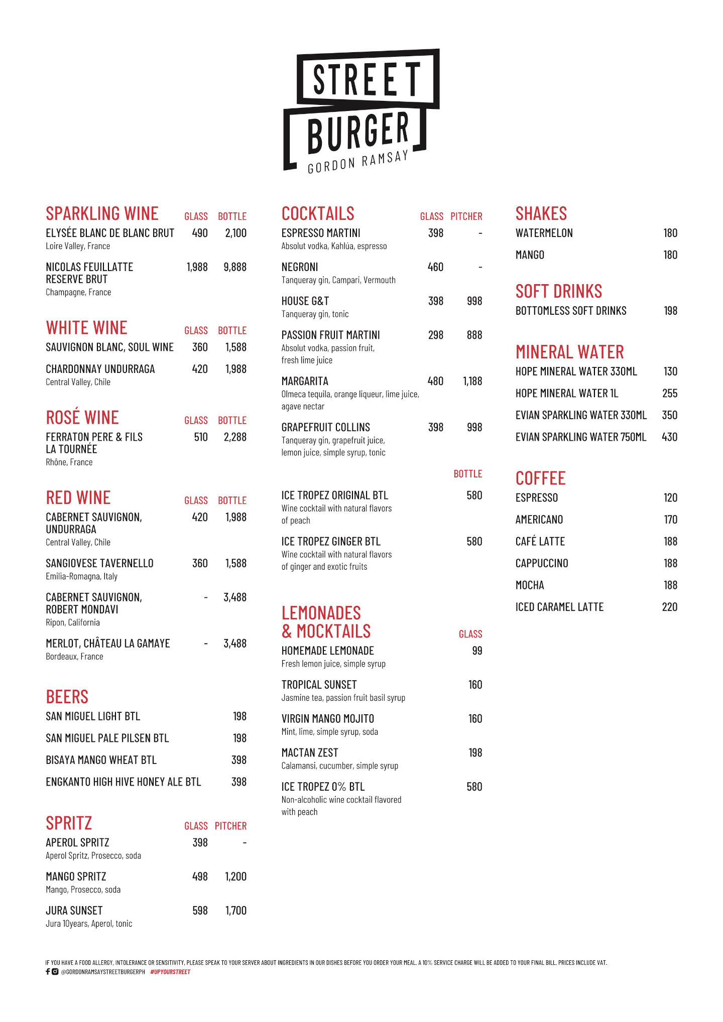 Street Burger by Gordon Ramsay Menu page 2