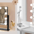 LED touch-screen vanity mirror