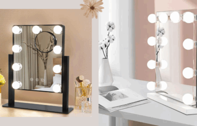 LED touch-screen vanity mirror