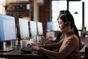 BPO Worker in front of a PC
