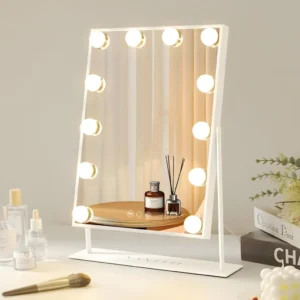 LED touch-screen vanity mirror