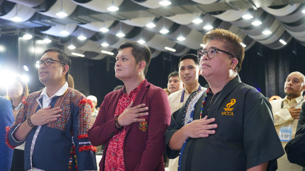 3rd National Peace Convention Strengthens Call for Unity 2 Photo Com. Arvin Villalon Asst. Prof Aldean Alonto Com. Carlo Ebeo during the National Anthem