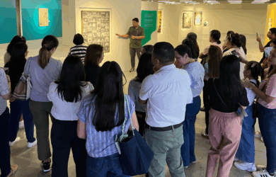 Teachers enjoy an exclusive tour of the 2025 Metrobank Art & Design Excellence (MADE) Exhibition at The M.