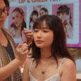 Aegyo's guest makeup artist demonstrates a fresh, glowing look on a model using the brand's new cosmetics collection.