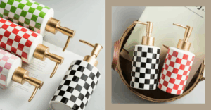 checkerboard soap dispenser maximalist bathroom finds