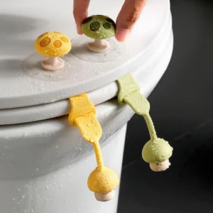 Bathroom Hack: Avoid Touching the Toilet Seat with This Mushroom-Shaped Lid Lifter 2 mushroom-shaped toilet seat lid lifter