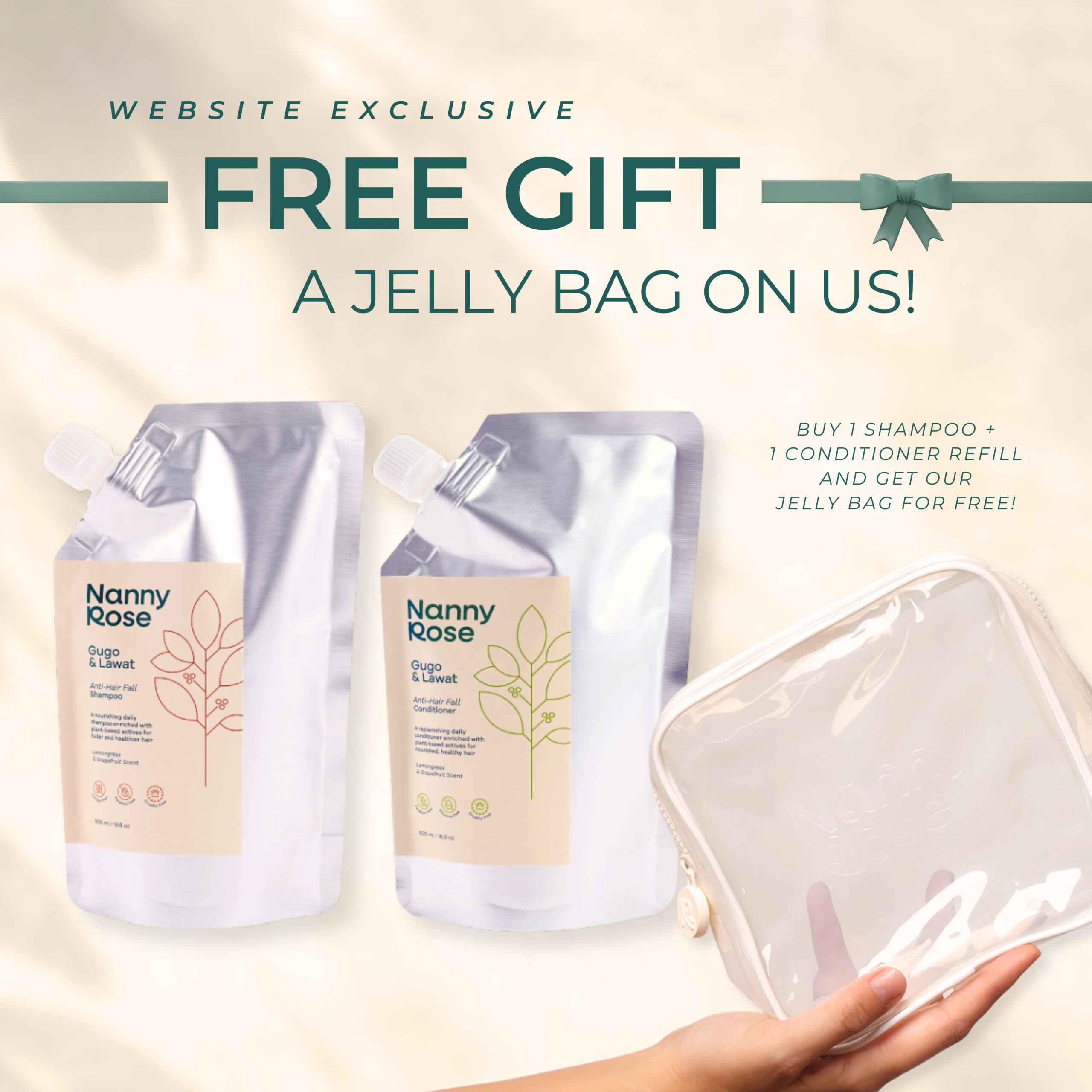 Meet the Local Haircare Brand Redefining Clean Beauty (Plus Gift Bundles Worth Trying Out) 3 FREE JELLY BAG WITH REFILLS Website Collat scaled