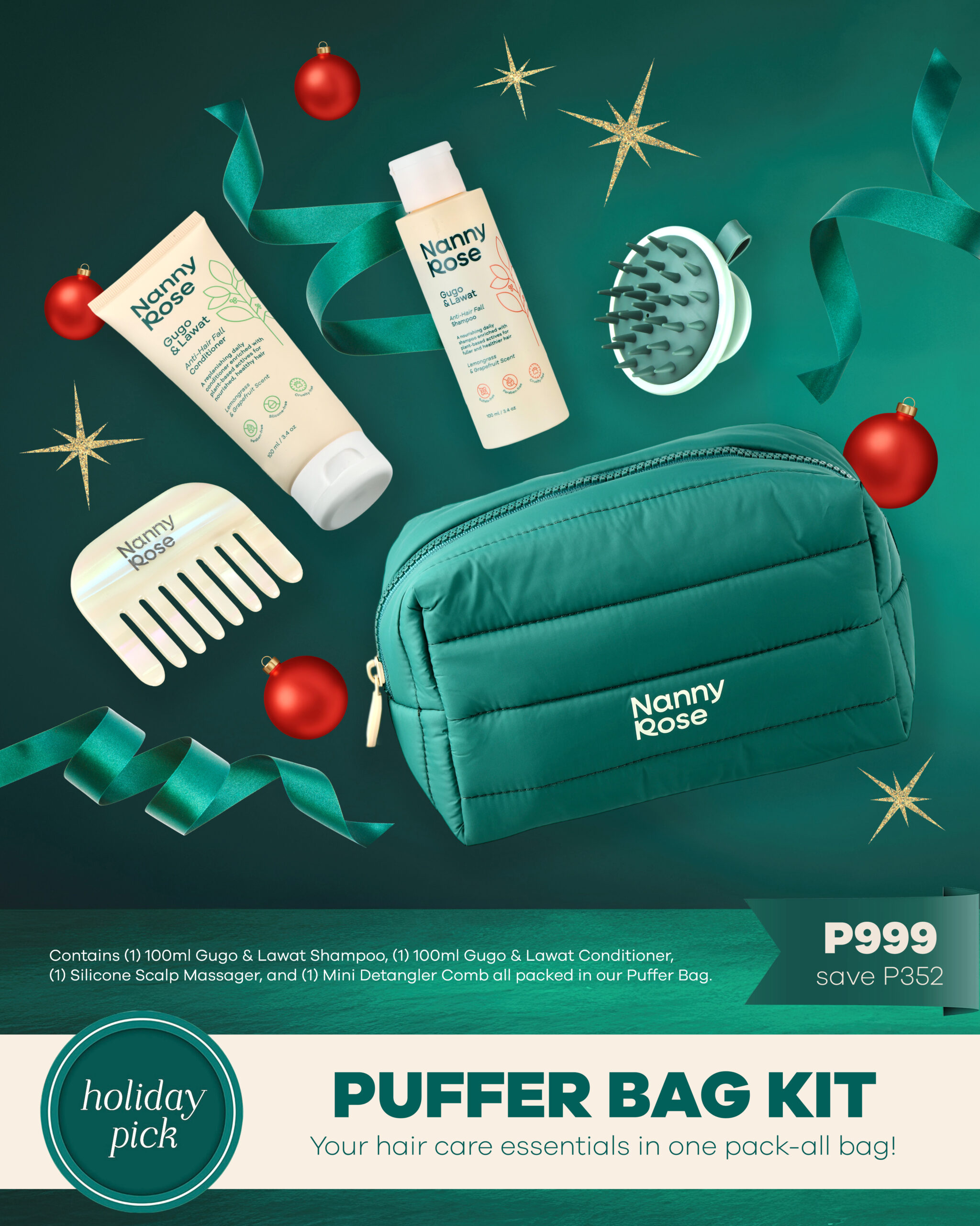 Meet the Local Haircare Brand Redefining Clean Beauty (Plus Gift Bundles Worth Trying Out) 4 NR Floating Puffer Kit GREEN scaled