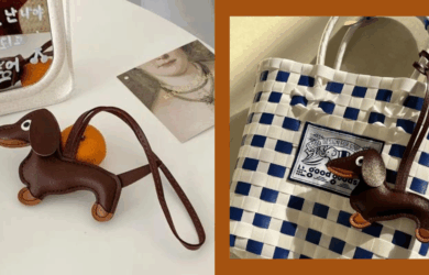 Leather Dachshund Keychain anik anik bag pendant gift idea