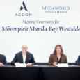 Above: (standing) Chris Cho, Vice President Development, Japan, Korea, Malaysia, Maldives, Philippines & Singapore, Accor; Garth Simmons, Chief Operating Officer, Asia, Accor; Andrew Langdon, Chief Development Officer, Asia, Accor; Cleofe Albiso, Managing Director, Megaworld Hotels & Resorts; Lourdes Gutierrez Alfonso, President & Chief Executive Officer, Megaworld Corporation; (standing) Art Boncato, Group General Manager, Megaworld Hotels & Resorts