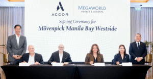 Home 6 Above: (standing) Chris Cho, Vice President Development, Japan, Korea, Malaysia, Maldives, Philippines & Singapore, Accor; Garth Simmons, Chief Operating Officer, Asia, Accor; Andrew Langdon, Chief Development Officer, Asia, Accor; Cleofe Albiso, Managing Director, Megaworld Hotels & Resorts; Lourdes Gutierrez Alfonso, President & Chief Executive Officer, Megaworld Corporation; (standing) Art Boncato, Group General Manager, Megaworld Hotels & Resorts