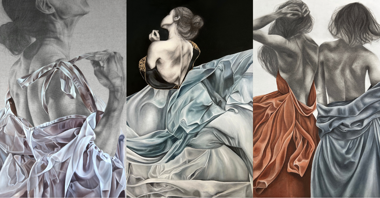 Three paintings from Echoes & Conversations &mdash; 
            loading=