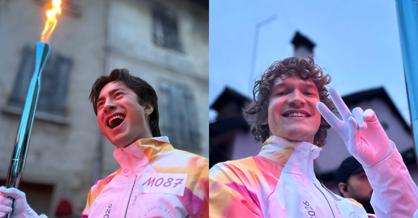 LOOK: "Heated Rivalry" Stars Hudson Williams, Connor Storrie Carry Olympic Torch in Italy 1 Hudson Williams, Connor Storrie
