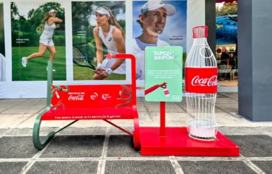 Coca Cola recycled benches bins