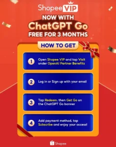 You Can Get 3 Months of ChatGPT Go for Free on Shopee — Here’s How 2 You Can Get 3 Months of ChatGPT Go for Free on Shopee — Here’s How