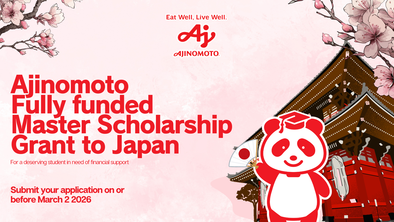 Ajinomoto Scholarship Foundation | Dream of Studying in Japan? Application for This Scholarship Grant Is Open Until March 2 Only