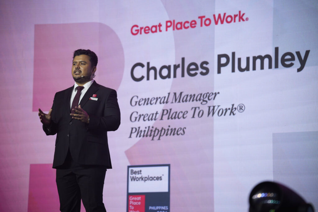 GPTW 2 Charles Plumley General Manager of Great Place to Work Philippines welcomes workplace trailblazers with an inspiring speech